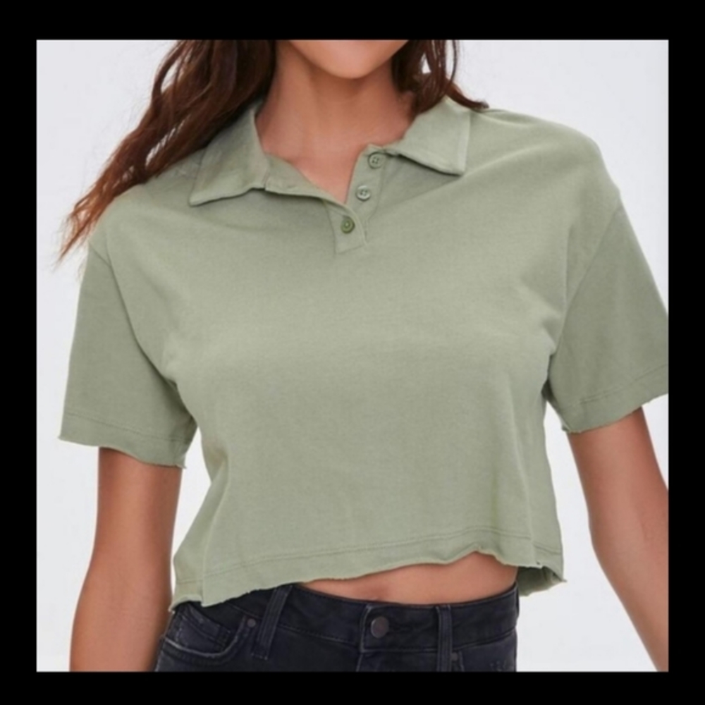 Forever 21 Cropped Raw Edge Polo